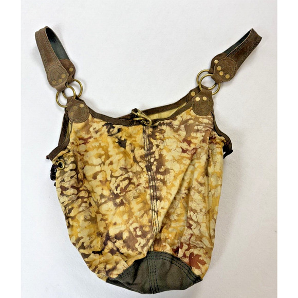 VTG LUCKY BRAND BOHEMIAN‎ HOBO BAG Suede & Batik Cotton Print festival - Picture 1 of 14
